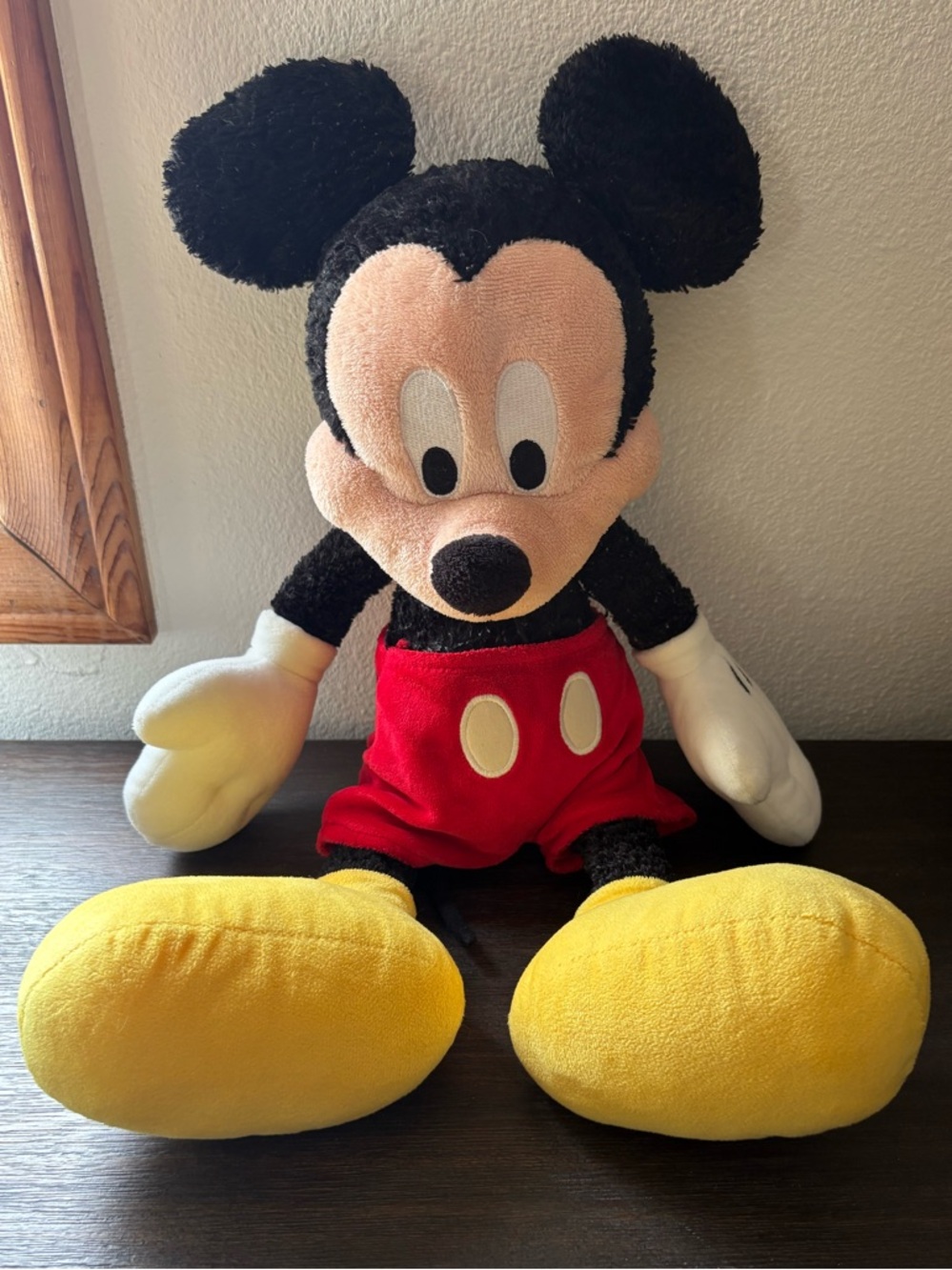 Classic Vintage 17" Mickey Mouse Plush Toy - Black, Red & Yellow